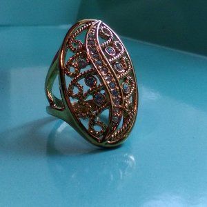 Gold Filled Filigree White Cubic zircon Size 6.25